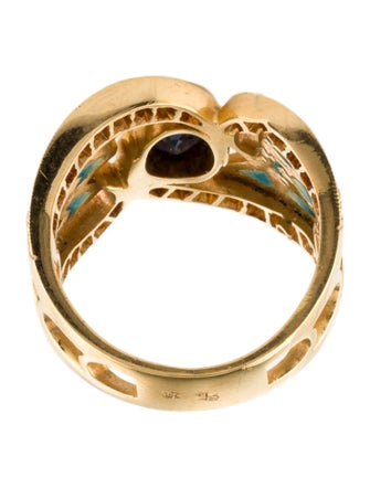 Ring 18K 1.12ct Sapphire & Diamond Winged Cocktail Ring