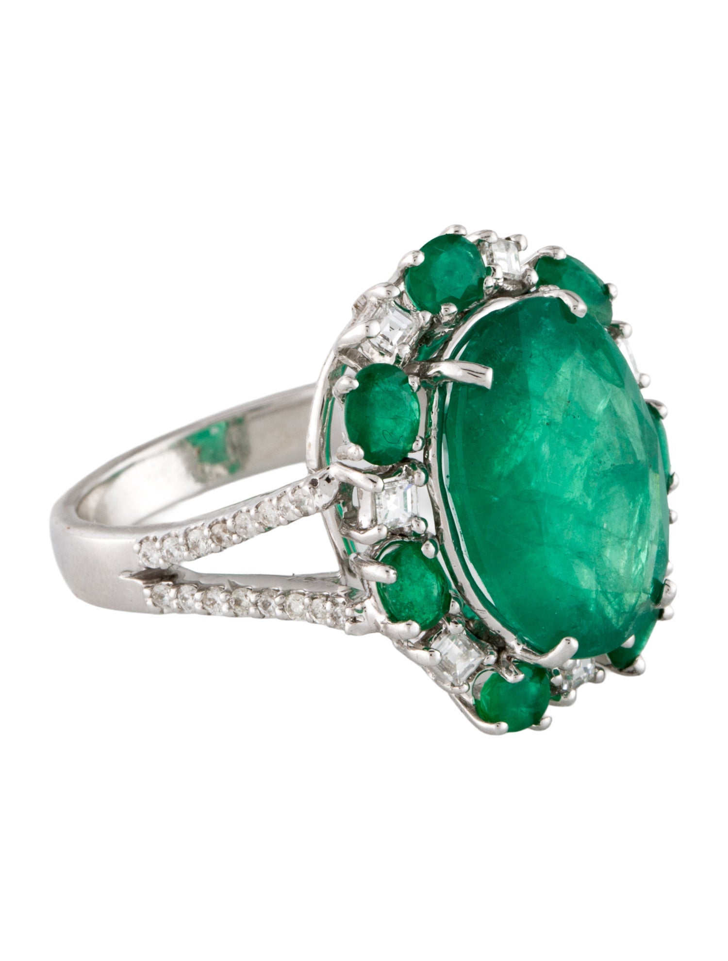 Ring 18K 6.74ctw Emerald & Diamond Cocktail