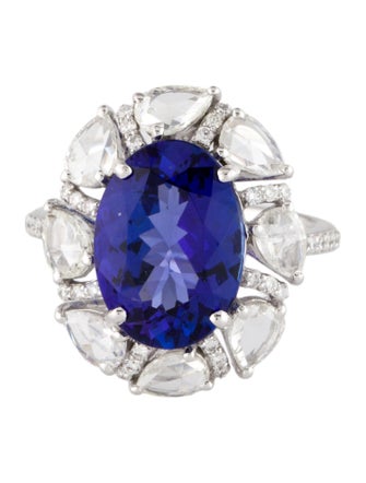 Ring 18K 5.16ct Tanzanite & Diamond Cocktail Ring