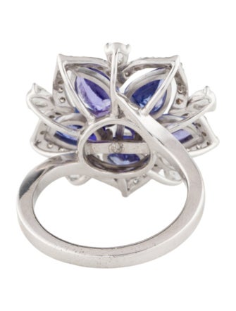 Ring 18K Tanzanite & Diamond Floral Cocktail Ring