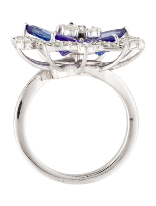 Ring 18K Tanzanite & Diamond Floral Cocktail Ring