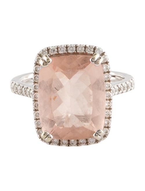 Ring 14K 6.18ct Morganite & Diamond Cocktail Ring