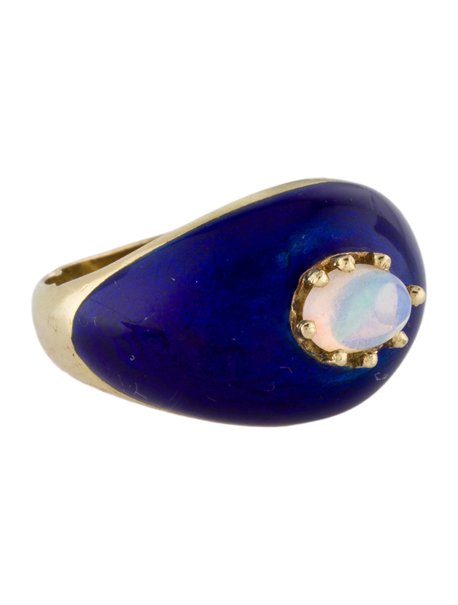 Ring 18K Opal and Enamel Cocktail