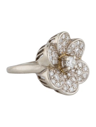 Ring 14K Diamond Flower Cocktail Ring