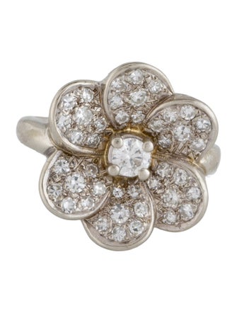 Ring 14K Diamond Flower Cocktail Ring