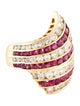 Ring 18K Ruby & Diamond Ribbon Motif Bypass Ring