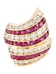 Ring 18K Ruby & Diamond Ribbon Motif Bypass Ring