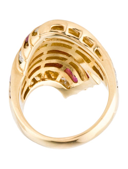 Ring 18K Ruby & Diamond Ribbon Motif Bypass Ring