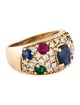 Ring 14K 1.17ct Sapphire, Ruby, Emerald, & Diamond Cocktail Ring