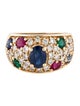 Ring 14K 1.17ct Sapphire, Ruby, Emerald, & Diamond Cocktail Ring