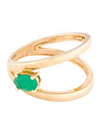 Ring 18K Emerald Split Band Cocktail Ring