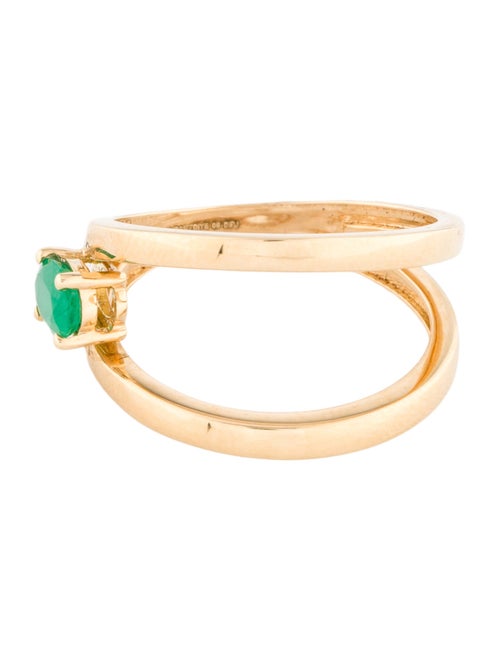 Ring 18K Emerald Split Band Cocktail Ring