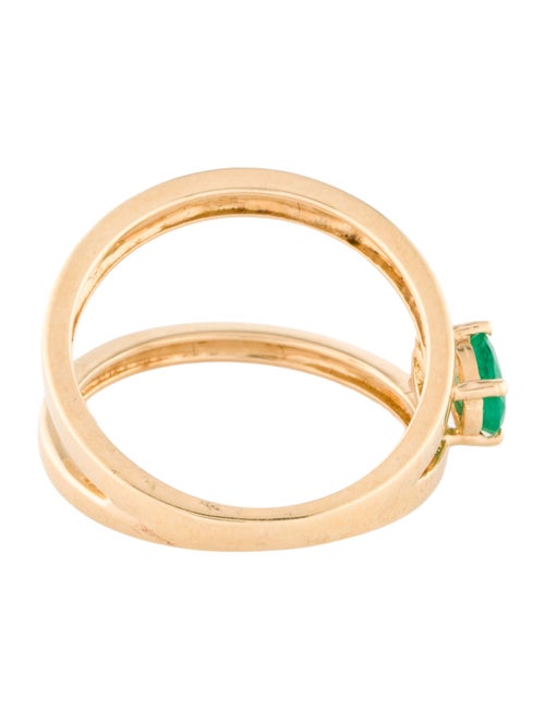 Ring 18K Emerald Split Band Cocktail Ring