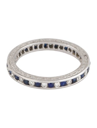 Ring Platinum Diamond & Sapphire Eternity Band