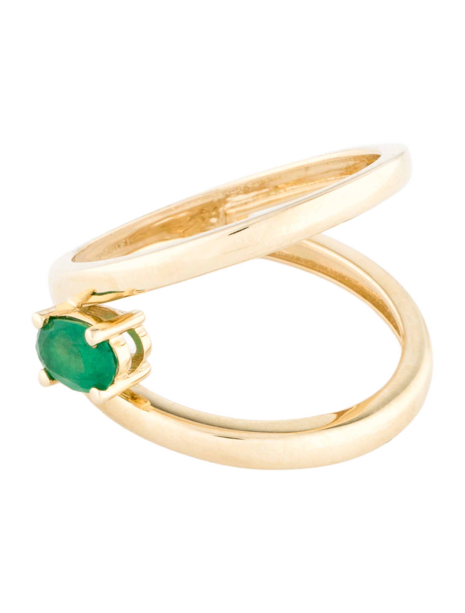 Ring 14K Emerald Split Band Cocktail Ring