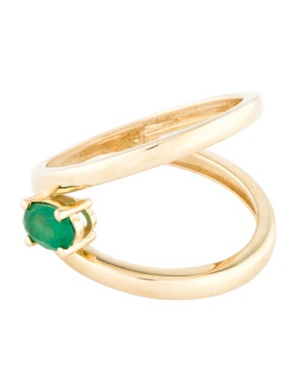 Ring 14K Emerald Split Band Cocktail Ring