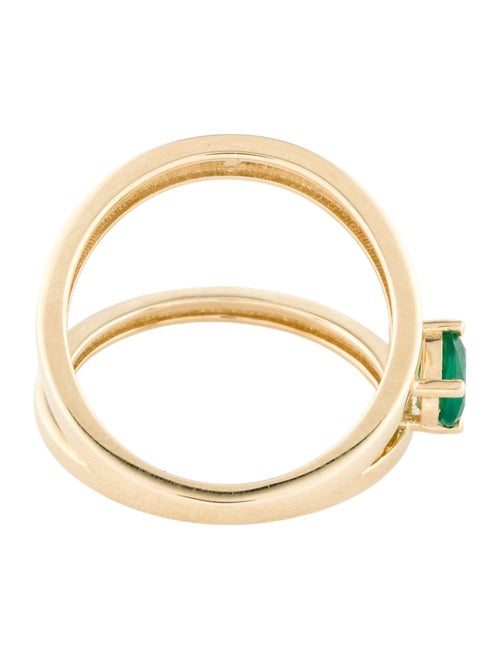 Ring 14K Emerald Split Band Cocktail Ring