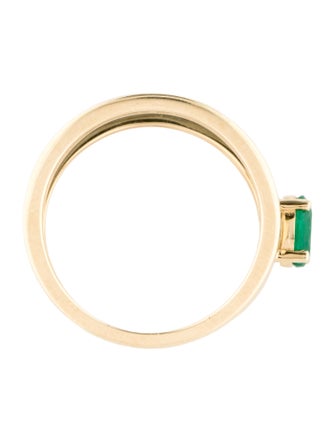 Ring 14K Emerald Split Band Cocktail Ring