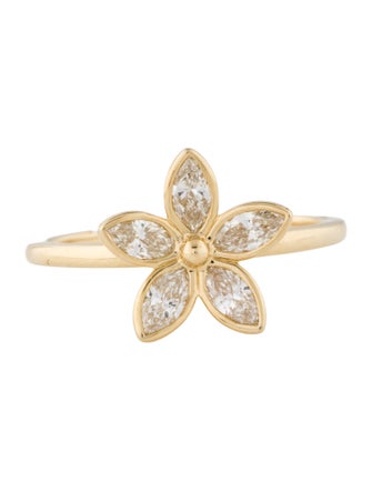 Ring 14K Diamond Flower Cocktail Ring