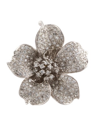 Ring 18K 2.60ctw Diamond Flower Cocktail Ring