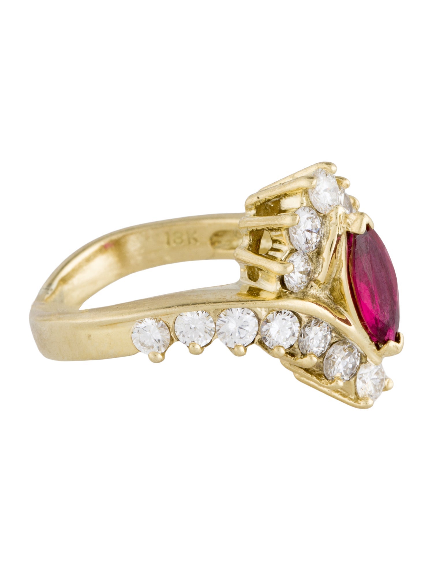 Ring 18K 1.13ctw Diamond & Ruby Cocktail