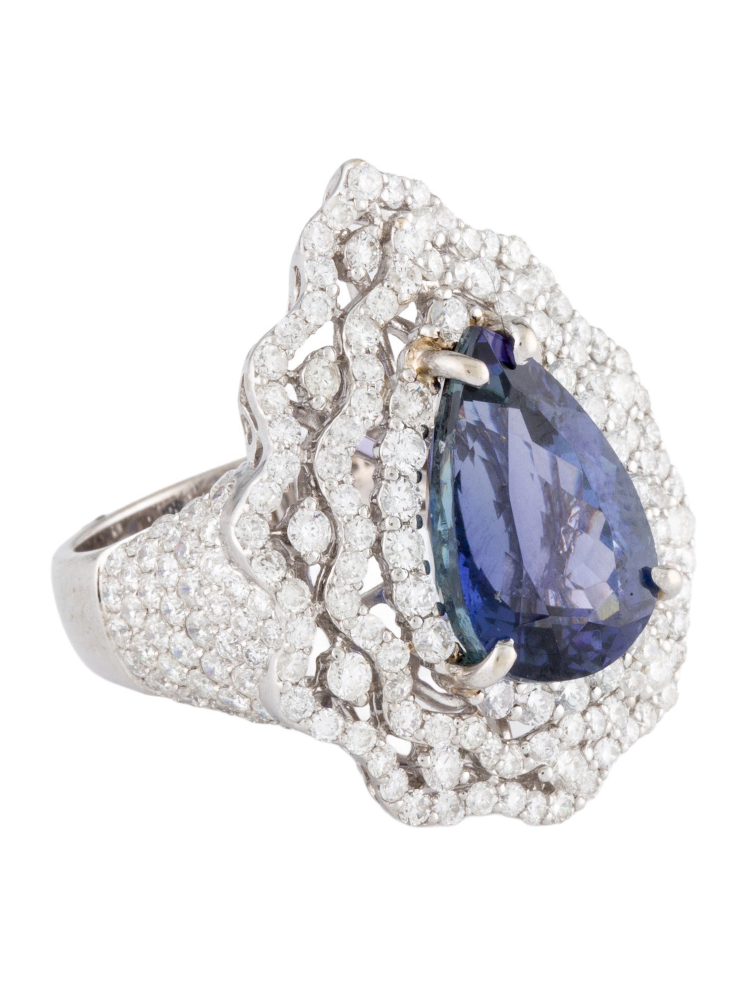 Ring 18K 5.46ctw Tanzanite & Diamond Cocktail