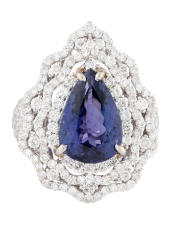 Ring 18K 5.46ctw Tanzanite & Diamond Cocktail Ring