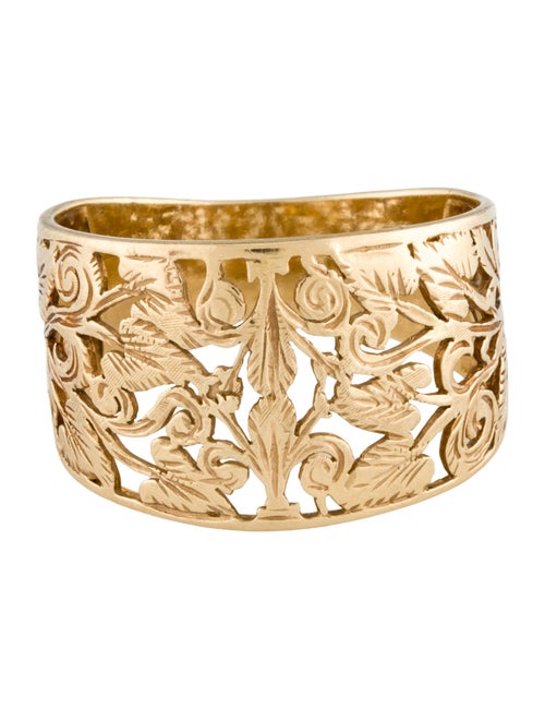 Ring 14K Pierced Foliate Wide Band