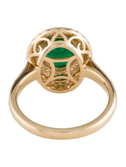 Ring 14K 1.55ct Emerald & Diamond Cocktail Ring