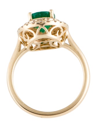 Ring 14K 1.55ct Emerald & Diamond Cocktail Ring