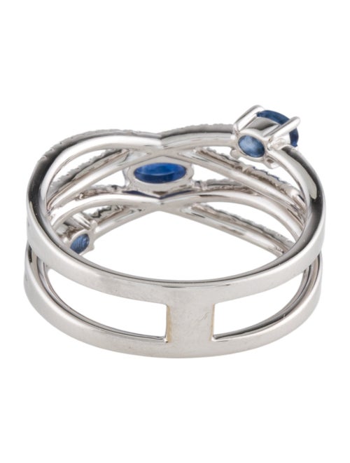 Ring 14K Sapphire & Diamond Cross Over Band