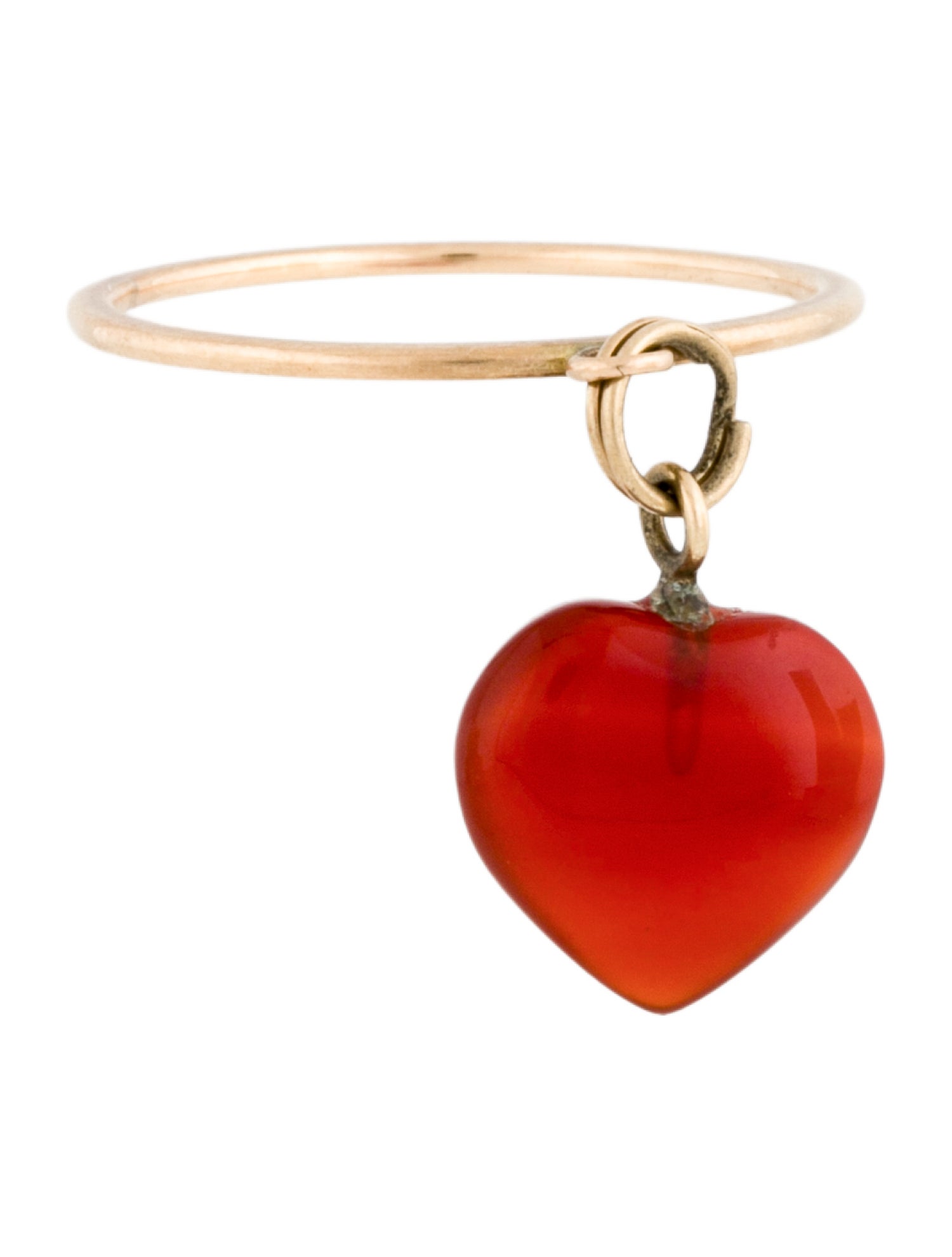 Ring 14K Carnelian Heart Dangle