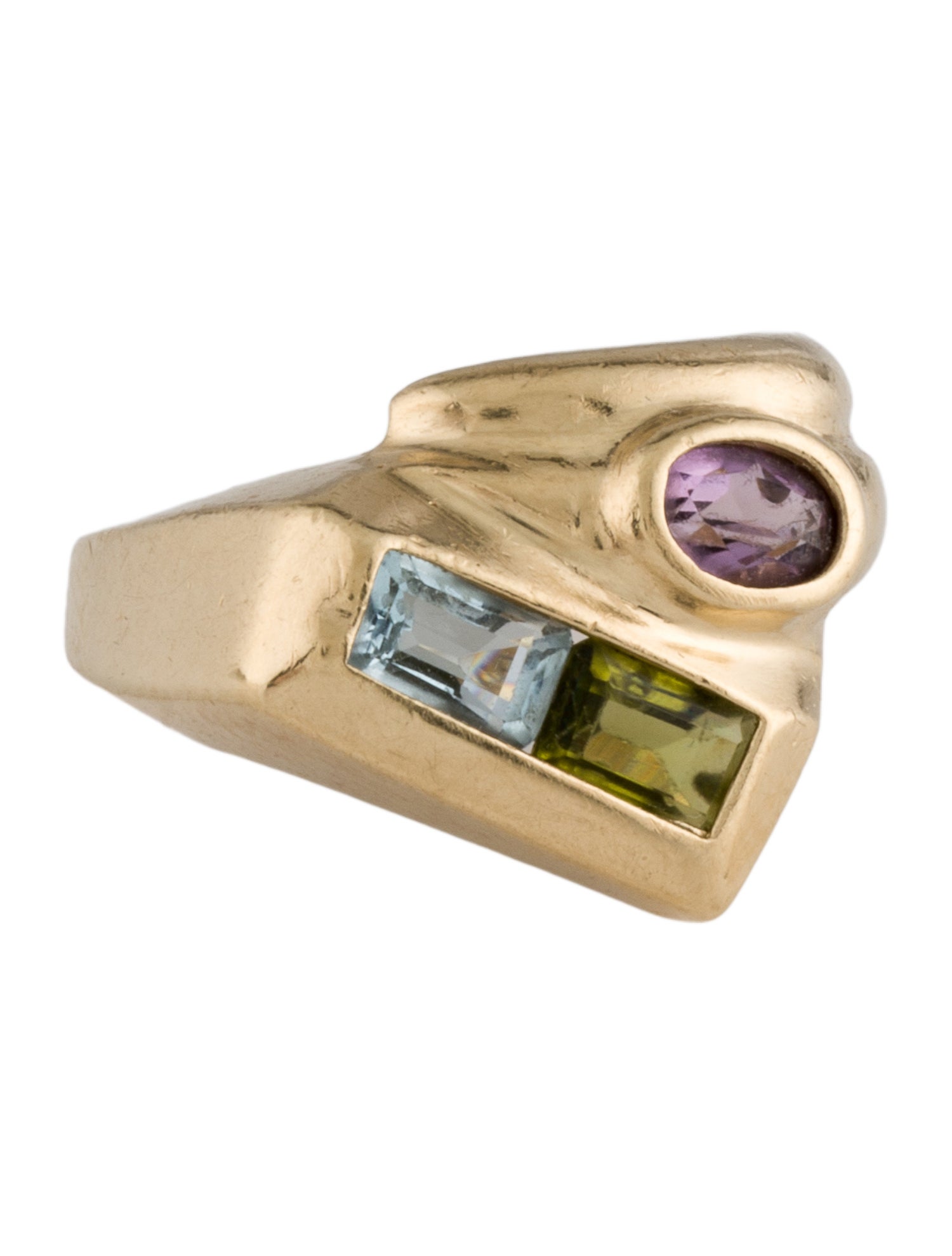 Ring 14K Amethyst, Topaz & Peridot Cocktail