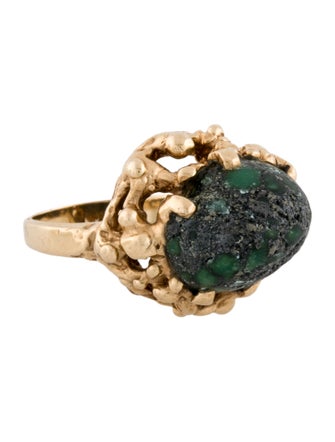 Ring 14K Turquoise Organic Cocktail Ring