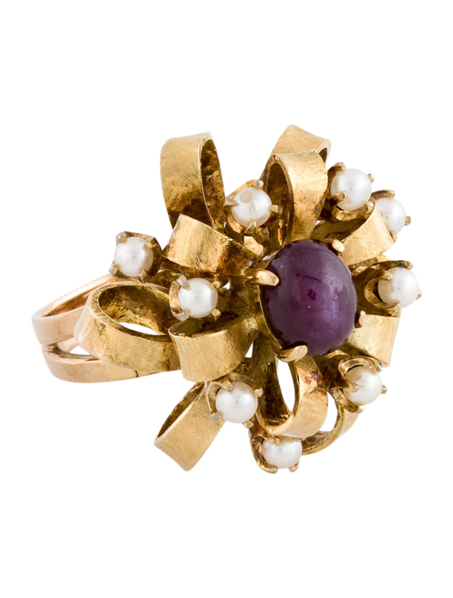 Ring 14K Star Ruby & Pearl Cocktail