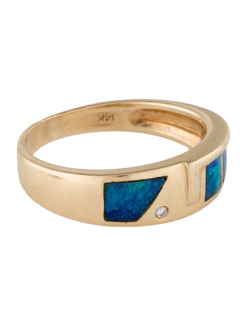 Ring 14K Black Opal & Diamond Band