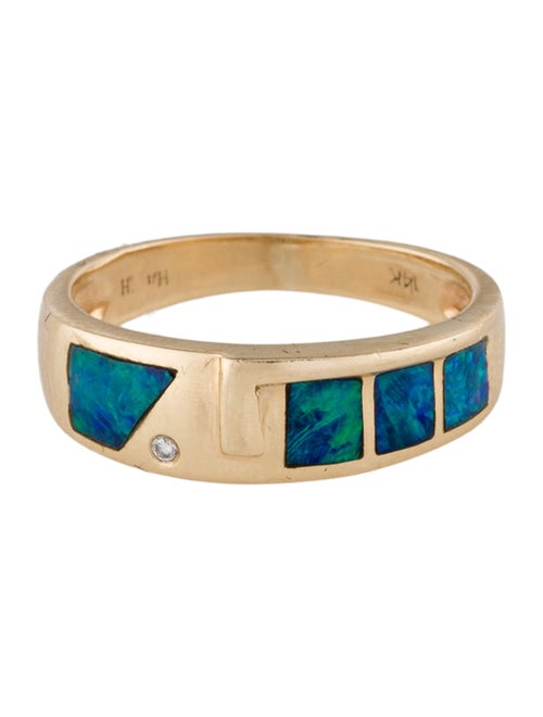 Ring 14K Black Opal & Diamond Band