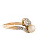 Ring Antique 18K Pearl & Diamond Bypass Ring