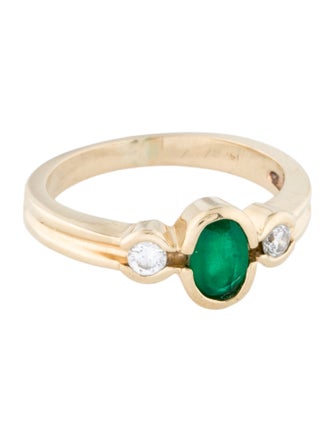 Ring 14K Emerald & Diamond Band