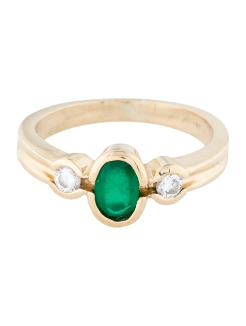 Ring 14K Emerald & Diamond Band