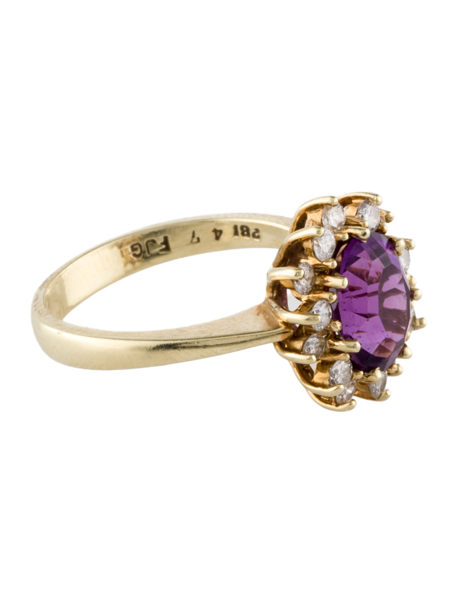 Ring 14K 1.70ct Amethyst & Diamond Cocktail