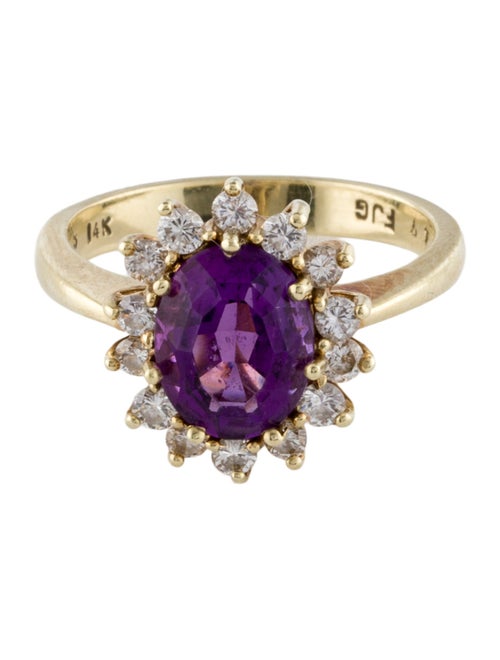 Ring 14K 1.70ct Amethyst & Diamond Cocktail Ring