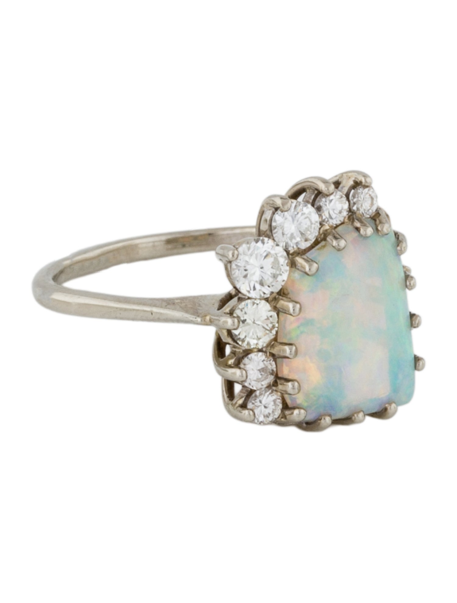 Ring 14K Opal & Diamond Cocktail