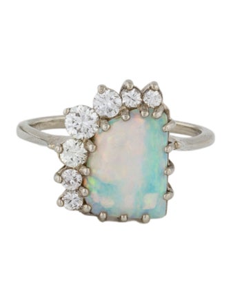 Ring 14K Opal & Diamond Cocktail Ring