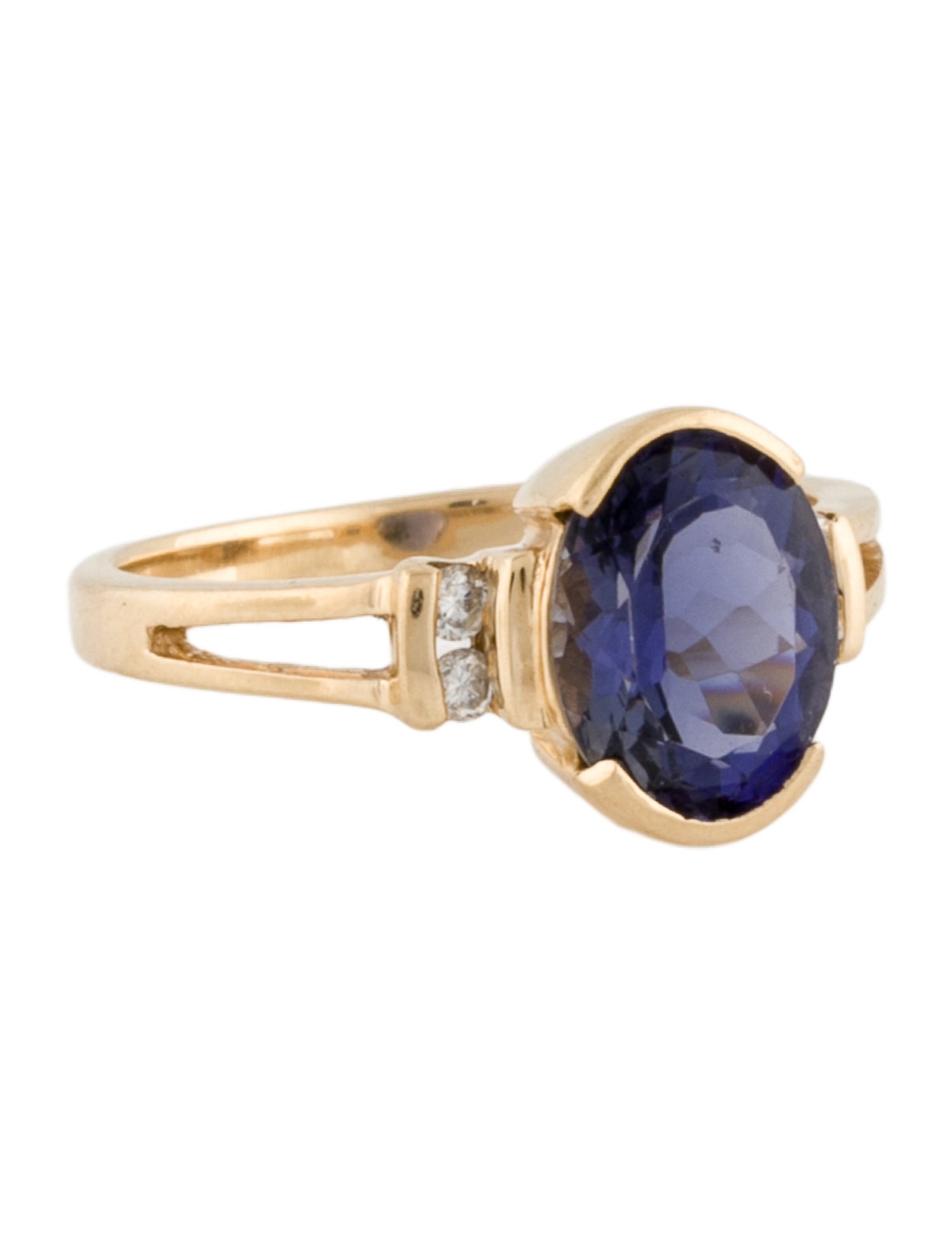 Ring 14K Iolite & Diamond Cocktail