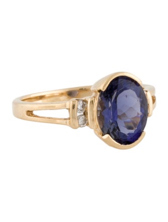 Ring 14K Iolite & Diamond Cocktail Ring