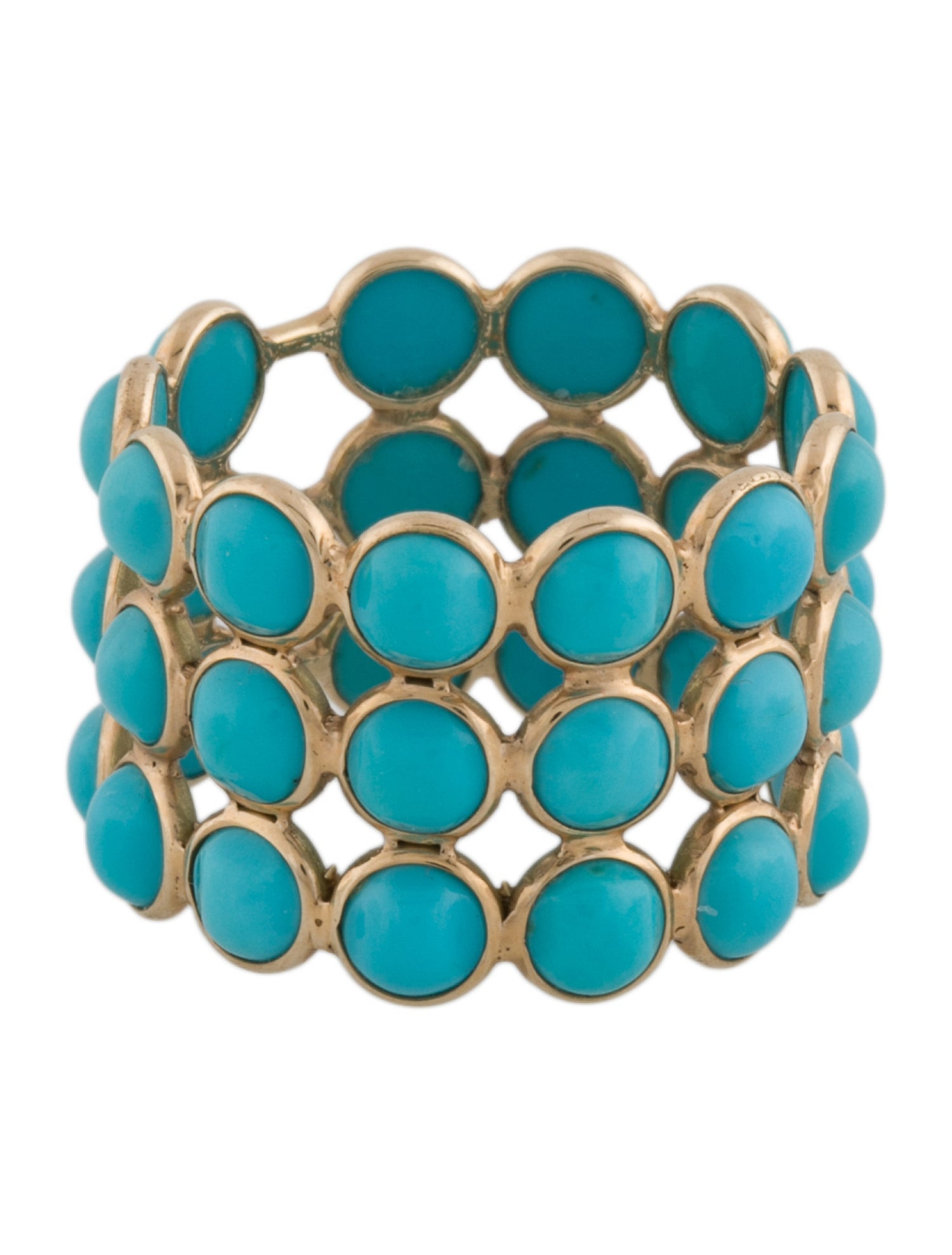 Ring 14K 8.58ctw Turquoise Wide Band