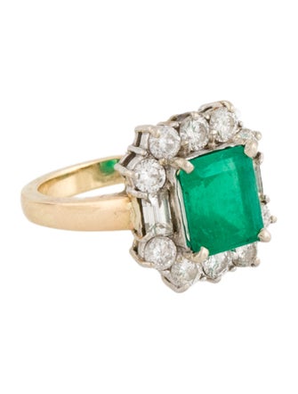Ring 14K 2.35ct Emerald & Diamond Cocktail Ring