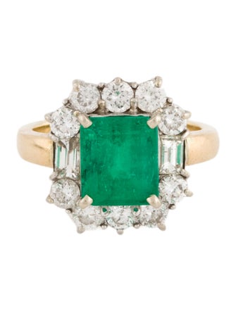 Ring 14K 2.35ct Emerald & Diamond Cocktail Ring
