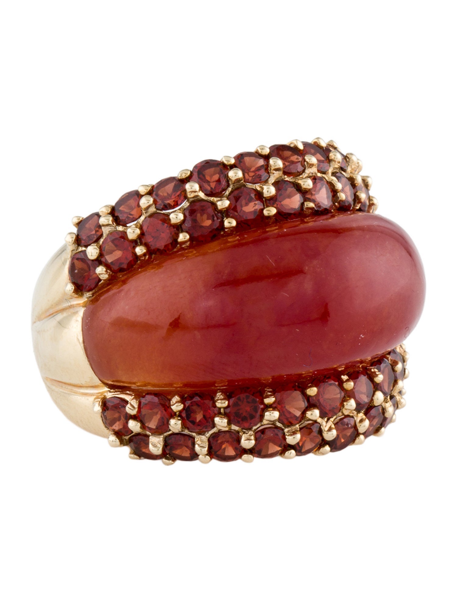 Ring 14K Jadeite & Garnet Cocktail